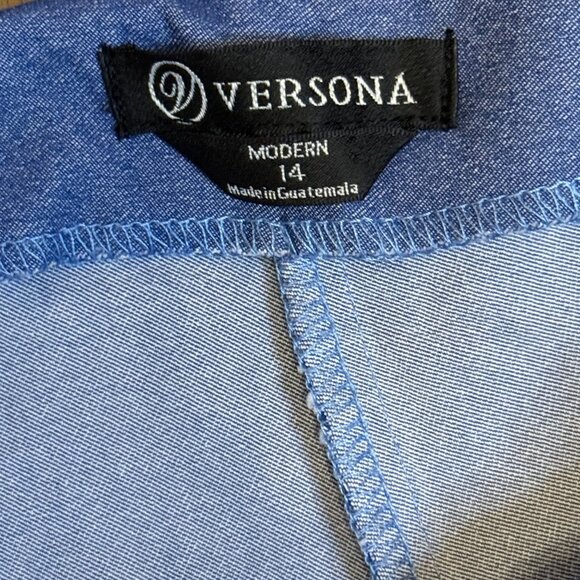 Versona Modern Blue Wide Leg Pants with Patch Pockets and Silver Buttons size 14 - Picture 7 of 9